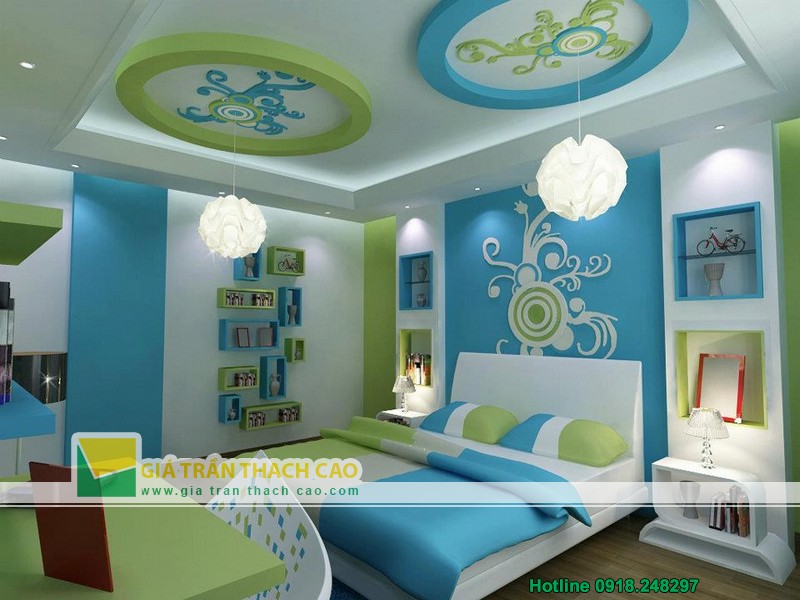 Xu hướng thiết kế trần thạch cao phòng ngủ trẻ em 2015